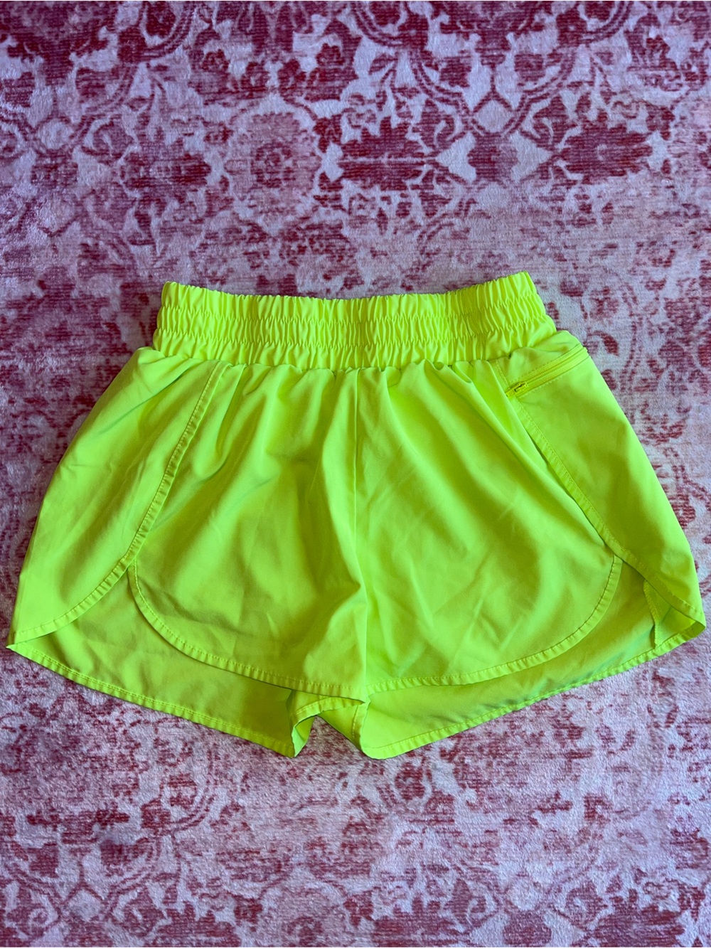 Neon Yellow Women's Athletic Shorts with Elastic Waistband